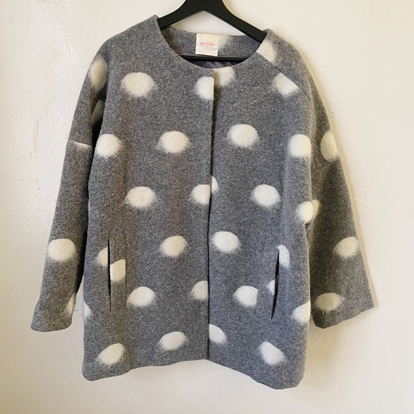 GORMAN EDIE grey polka dot wool coat size AU 14 - Picture 2 of 4